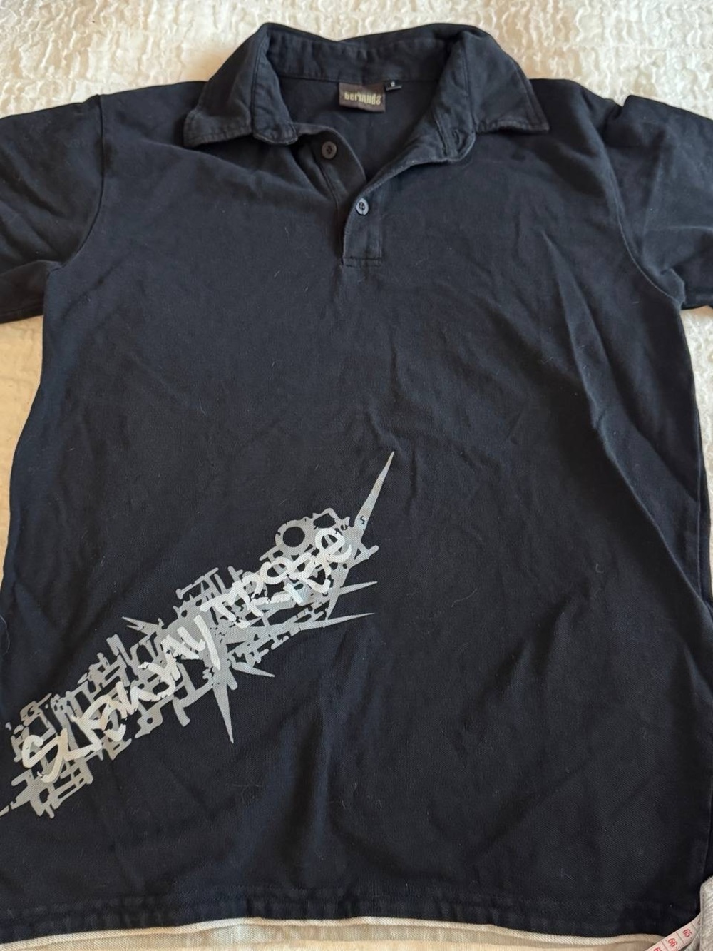 Black Graphic Polo Shirt - Unbranded